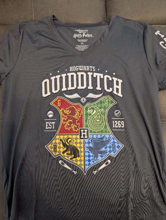 Warner Bros. Tops - Warner Bros. Hogwarts Quidditch Crest Shirt - Charcoal, Red, Green, Yellow, Blue